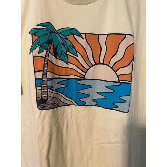 Men's Yellow Old Navy Palm Tree Sunrise T-Shirt XL - Picture 2 of 4